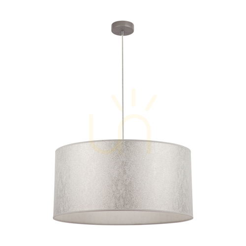 Sprawdź Lampa Wisząca Prata 1xE27 Max.60W Szary Metal/Transparentny Kabel PVC/Srebrny Abażur Ø50 cm