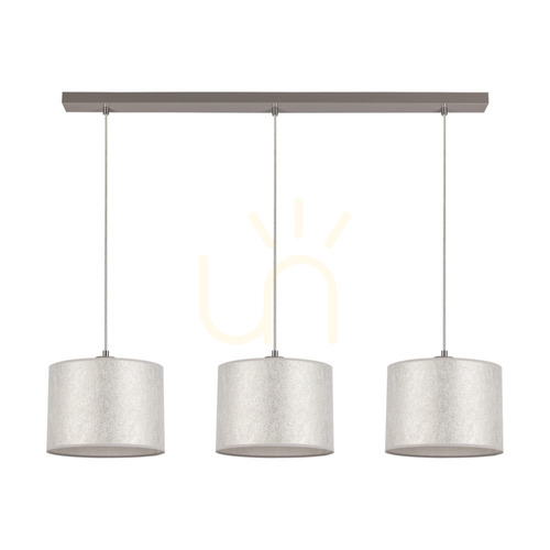 Sprawdź Lampa Wisząca Prata 3xE27 Max.40W Szary Metal/Transparentny Kabel PVC/Srebrny Abażur 100 cm