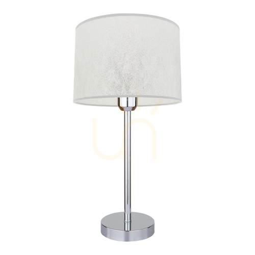 Sprawdź Lampa Stołowa Prata 1xE27 Max.40W Chrom Metal/Transparentny Kabel PVC/Srebrny Abażur Ø25 cm