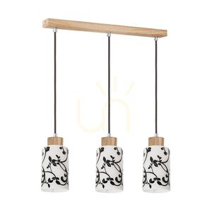 Lampa Wisząca Ravio 3xE27 Max.60W Brzoza/Czarny Kabel PVC/Biało-Czarny Szklany Klosz 54 cm small 0