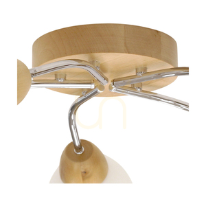 Lampa Sufitowa Santa 5xE27 Max.60W Brzoza/Chrom Metal/Biały Szklany Klosz Ø70 cm small 1
