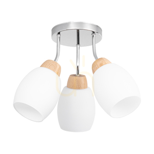 Lampa Sufitowa Skaja 3xE27 Max.40W Dąb Olejowany/Chrom Metal/Biały Szklany Klosz Ø38 cm small 0