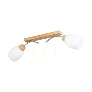 Lampa Sufitowa Skaja 2xE27 Max.40W Dąb Olejowany/Chrom Metal/Biały Szklany Klosz 76 cm small 2