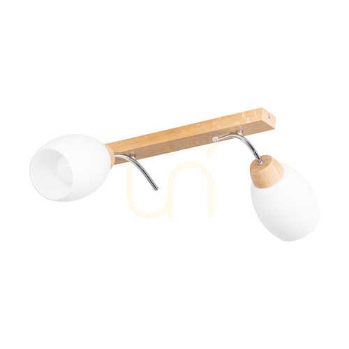 Sprawdź Lampa Sufitowa Skaja 2xE27 Max.40W Dąb Olejowany/Chrom Metal/Biały Szklany Klosz 76 cm