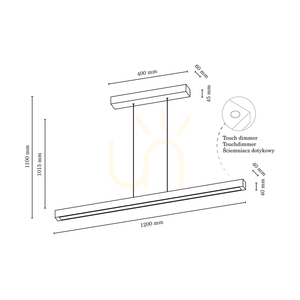 Lampa Wiszaca Smal 2xLED 3000K 34,5W Brzoza/Transparentny Kabel PVC z Ściemniaczem Dotykowym 110 cm small 2
