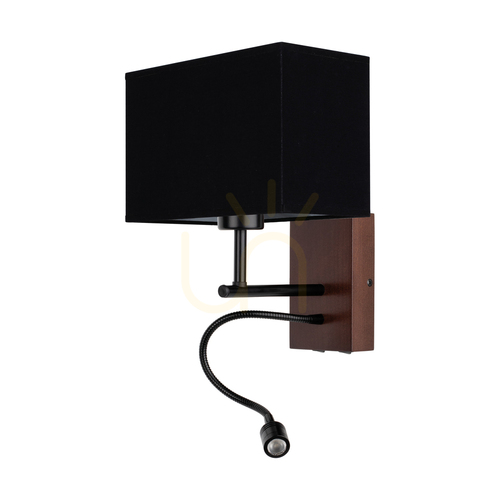 Sprawdź Kinkiet Sonar 1xE27 Max.25W, Incl.1xLED 4000K 2,5W Drewno Bukowe Orzechowe/Czarny Metal/Czarny Abażur 22 cm