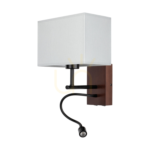 Sprawdź Kinkiet Sonar 1xE27 Max.25W, Incl.1xLED 4000K 2,5W Drewno Bukowe Orzechowe/Czarny Metal/Szary Abażur 22 cm