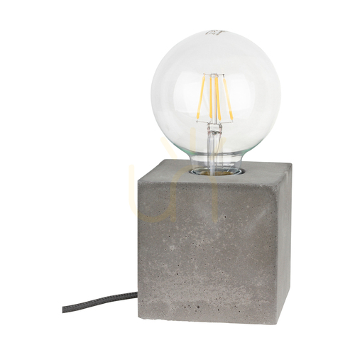 Sprawdź Lampa Stołowa Strong Square 1xE27 Max.25W Szary Beton/Czarny Kabel PVC 10 cm