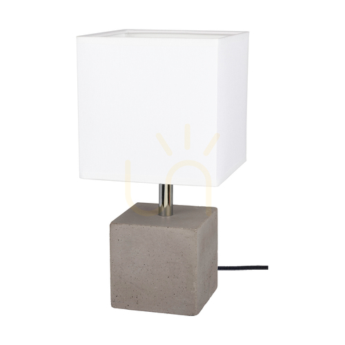 Sprawdź Lampa Stołowa Strong Square 1xE27 Max.25W Szary Beton/Czarny Kabel PVC/Biały Abażur 15 cm