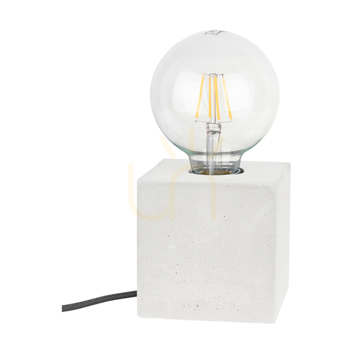 Sprawdź Lampa Stołowa Strong Square 1xE27 Max.25W Biały Beton/Czarny Kabel PVC 10 cm