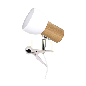 Lampka z Klipsem Svenda 1xE27 Max.60W Dąb Olejowany/Chrom Metal/Biały Metalowy Klosz 14 cm small 0