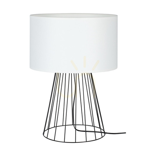 Sprawdź Lampa Stołowa Swan 1xE27 Max.60W Czarny Metal/Czarny Kabel PVC/Biały Abażur Ø40 cm