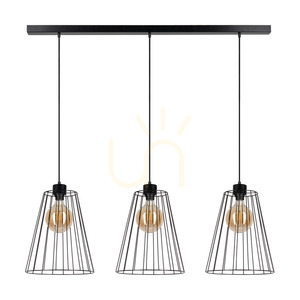 Lampa Wisząca Swan 3xE27 Max.60W Czarny Metal/Czarny Kabel PVC/Czarny Metalowy Klosz 117 cm small 0