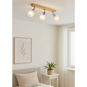 Lampa Sufitowa Tessa 3xE14 Brzoza/Satyna Metal/Biało-Transparentny Szklany Klosz 55 cm small 1