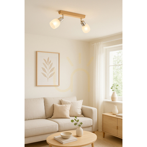 Lampa Sufitowa Tessa 2xE14 Max.40W Brzoza/Satyna Metal/Biało-Transparentny Szklany Klosz 39 cm small 1