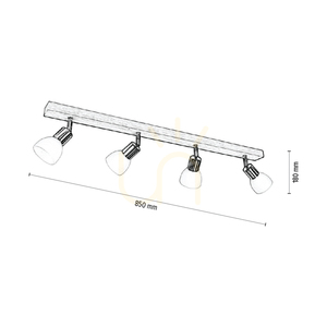Lampa Sufitowa Timon 4xE14 Max.40W Dąb Olejowany/Satyna Metal/Biały Szklany Klosz 85 cm small 2