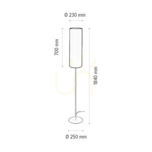 Lampa Podłogowa Tina 1xE27 Max.60W Czarny Metal/Czarny Kabel PVC/Biały Abażur Ø25 cm small 2