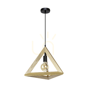 Lampa Wisząca Trigonon 1xE27 Max.60W Dąb Olejowany/Czarny Metal/Czarny Kabel PVC 42 cm small 0