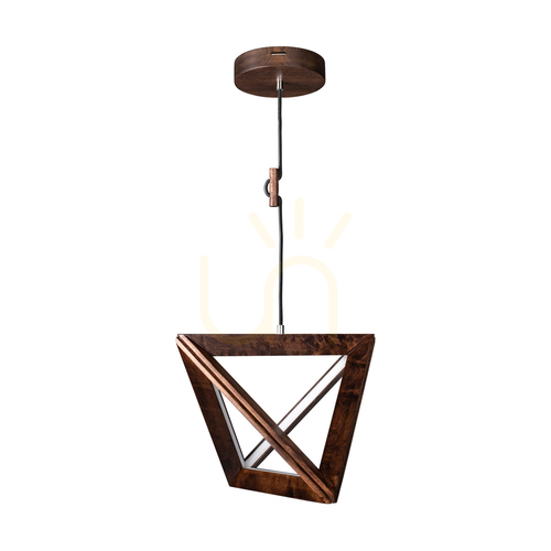 Sprawdź Lampa Wisząca Trigonon 1xLED 3000K 27W Drewno Bukowe Orzechowe/Czarny Kabel w Oplocie 42 cm