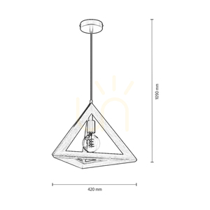 Lampa Wisząca Trigonon 1xE27 Max.60W Brzoza/Czarny Metal/Czarny Kabel PVC 42 cm small 2