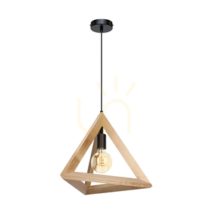 Lampa Wisząca Trigonon 1xE27 Max.60W Brzoza/Czarny Metal/Czarny Kabel PVC 42 cm small 0