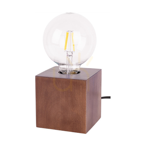 Sprawdź Lampa Stołowa Trongo Square 1xE27 Max.25W Drewno Bukowe Orzechowe/Czarny Kabel PVC 10 cm