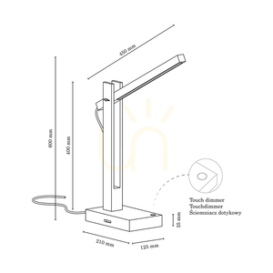 Lampa Stołowa Tukan 1xLED 3000K 5,5W Brzoza/Antracytowy Kabel w Oplocie z Ściemniaczem Dotykowym 45 cm small 2