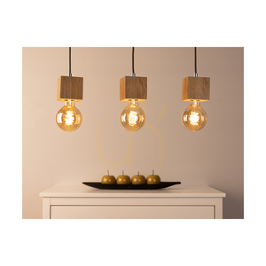 Lampa Wisząca Trongo Square 3xE27 Max.60W Dąb Olejowany/Antracytowy Kabel w Oplocie 52 cm small 3