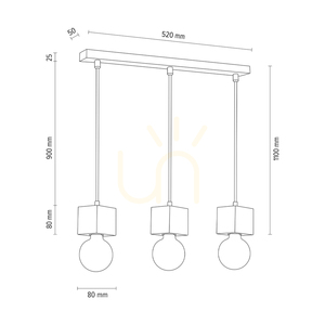 Lampa Wisząca Trongo Square 3xE27 Max.60W Dąb Olejowany/Antracytowy Kabel w Oplocie 52 cm small 4