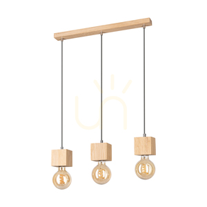 Lampa Wisząca Trongo Square 3xE27 Max.60W Dąb Olejowany/Antracytowy Kabel w Oplocie 52 cm small 0