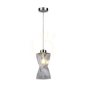 Lampa Wisząca Twist 1xE27 Max.25W Chrom Metal/Transparentny Kabel PVC/Transparentny Szklany Klosz 10 cm small 1