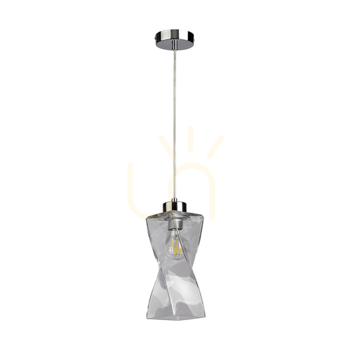 Sprawdź Lampa Wisząca Twist 1xE27 Max.25W Chrom Metal/Transparentny Kabel PVC/Transparentny Szklany Klosz 10 cm