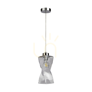 Lampa Wisząca Twist 1xE27 Max.25W Chrom Metal/Transparentny Kabel PVC/Transparentny Szklany Klosz 10 cm small 0