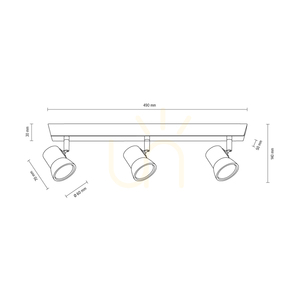 Lampa Sufitowa Venla Incl.3xGU10 Max.5W Drewno Bukowe Orzechowe/Chrom Metal 49 cm small 2