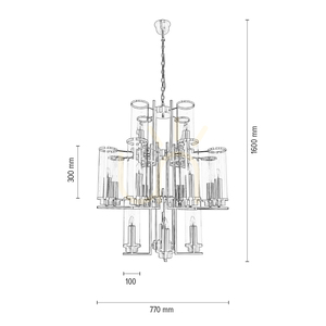 Lampa Wisząca Verdi 16xE14 Max.40W Patyna Metal/Transparentny Szklany Klosz Ø77 cm small 2
