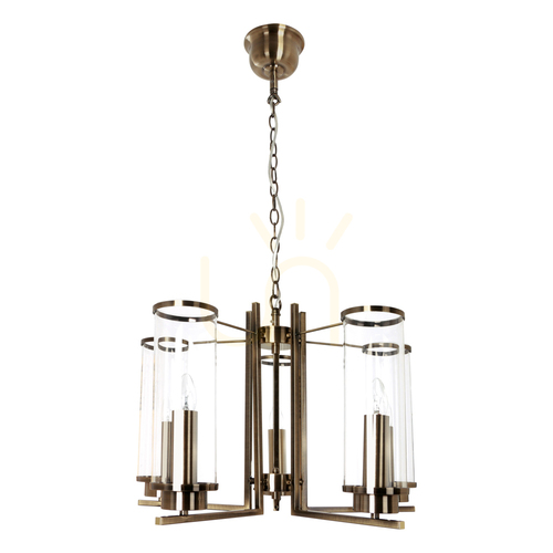 Sprawdź Lampa Wisząca Verdi 5xE14 Max.40W Patyna Metal/Transparentny Szklany Klosz Ø58 cm