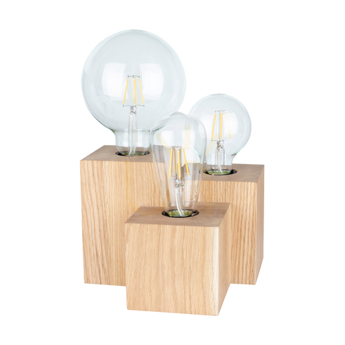 Sprawdź Lampa Stołowa Vincent Square 3xE27 Max.15W Dąb Olejowany/Czarny Kabel PVC 20 cm