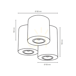 Lampa Sufitowa Wooddream Round 3xGU10 Max.6W Brzoza Ø18 cm small 2