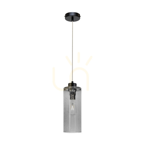 Sprawdź Lampa Wisząca Zefir 1xE27 Max.60W Czarny Metal/Transparentny Kabel PVC/Szklany Dymiony Klosz Ø12 cm