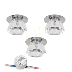 Zestaw Oczek Sufitowych Cristaldream Incl.3xG4 LED Max.2,3W Chrom Metal/Transparentne Szkło z Zasilaczem Ø8 cm small 0