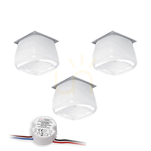 Sprawdź Zestaw Oczek Sufitowych Cristaldream Incl.3xG4 LED Max.2,3W Chrom Metal/Białe Szkło z Zasilaczem Ø8.5 cm