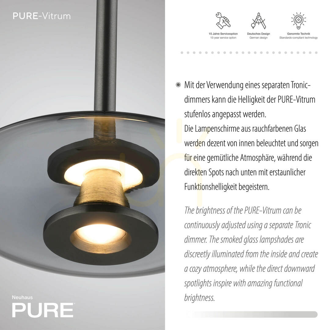 Wyświetl Lampa Wisząca PURE VITRUM 2083-15 Szary 6xLED Lampa Wisząca PURE VITRUM 2083-15 Szary 6xLED