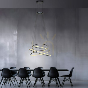 Lampa wisząca Paul Neuhaus PURE E-Flying Rings 2566-15 szara 1xLED, z elektryczną regulacją wysokości small 15