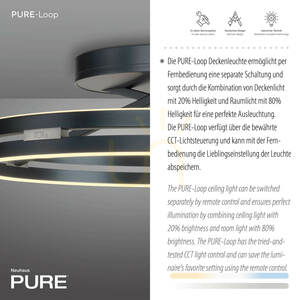 Plafon Paul Neuhaus PURE Loop 6552-15 szary 2xLED small 3