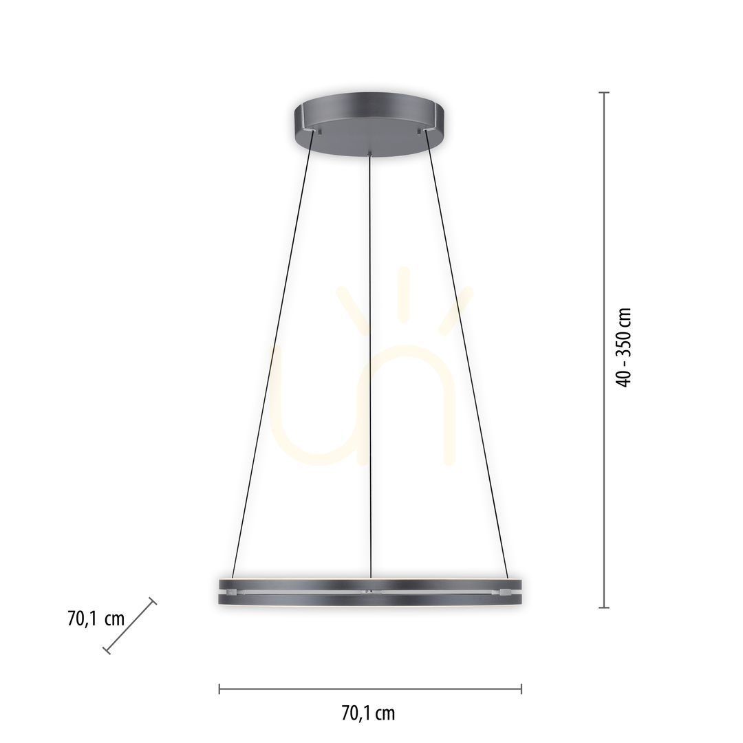 Wyświetl Lampa Wisząca PURE E-LOOP 2551-15 Szary 2xLED Lampa Wisząca PURE E-LOOP 2551-15 Szary 2xLED