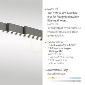 Lampa Wisząca ADRIANA COMFORT LIFT 2598-13 Antracyt 1xLED small 3