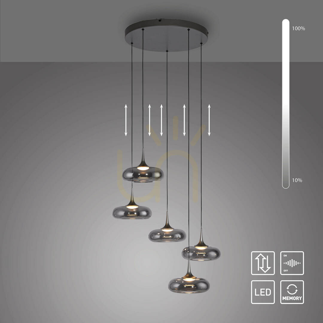 Zobacz Lampa Wisząca POSH 15694-15 Szary 5xLED Lampa Wisząca POSH 15694-15 Szary 5xLED