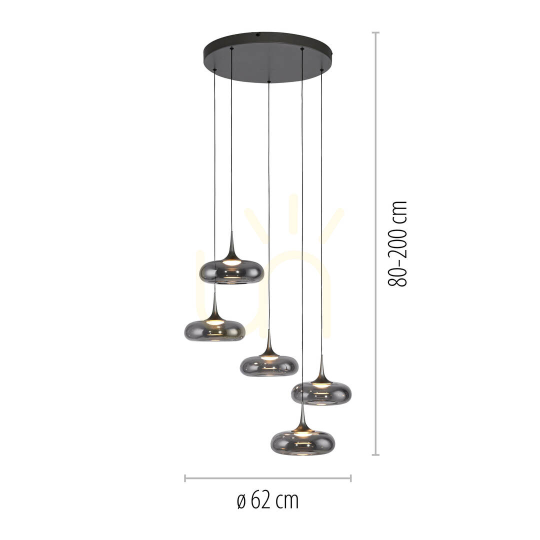 Obejrzyj Lampa Wisząca POSH 15694-15 Szary 5xLED Lampa Wisząca POSH 15694-15 Szary 5xLED