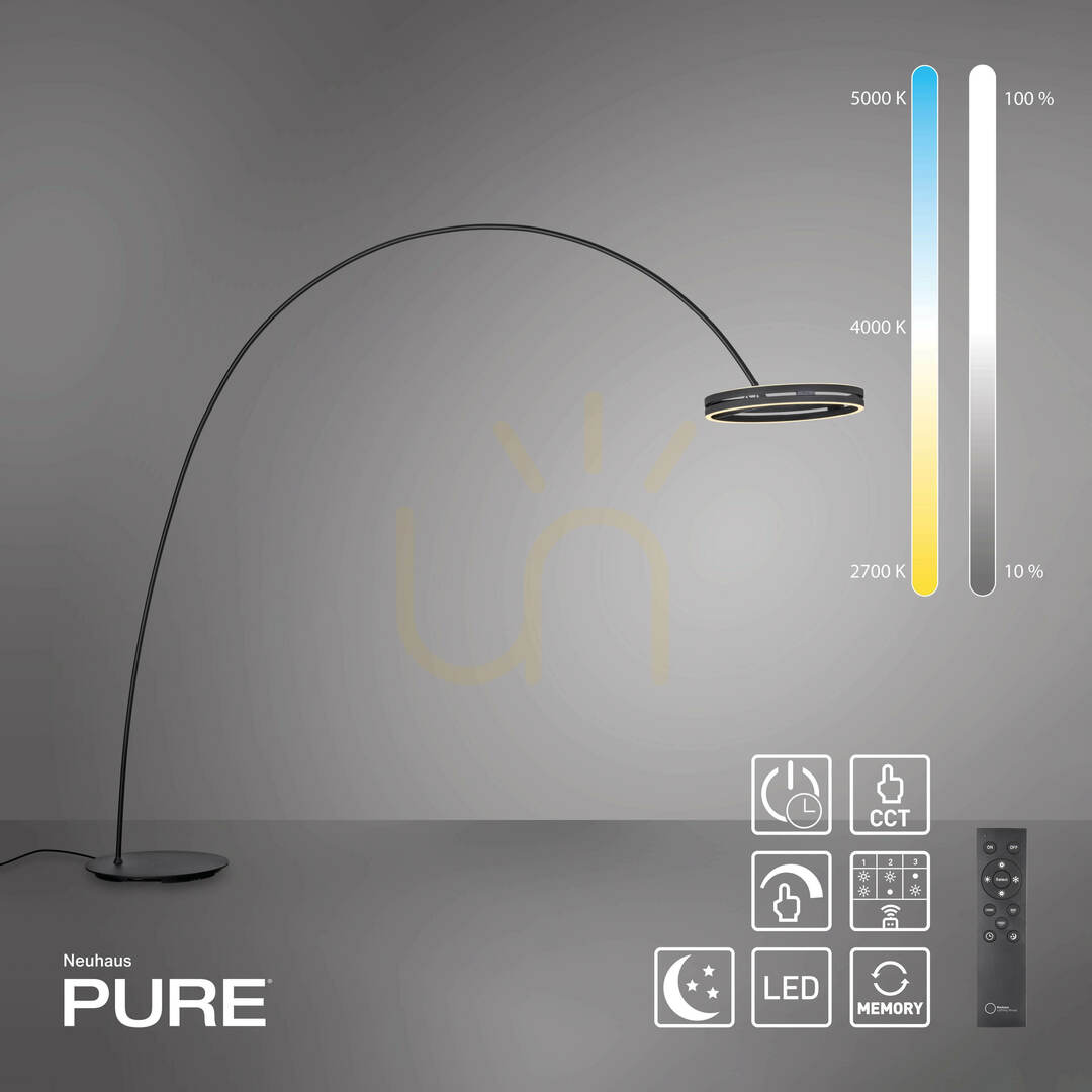 Zobacz Lampa Podłogowa PURE LOOP-BOW 561-18 Czarny 2xLED Lampa Podłogowa PURE LOOP-BOW 561-18 Czarny 2xLED