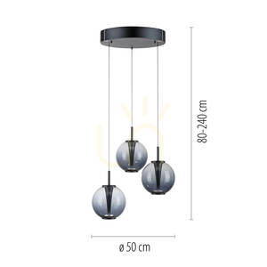 Lampa Wisząca PURE E-Infinity 2222-15 Szary 3xLED small 7